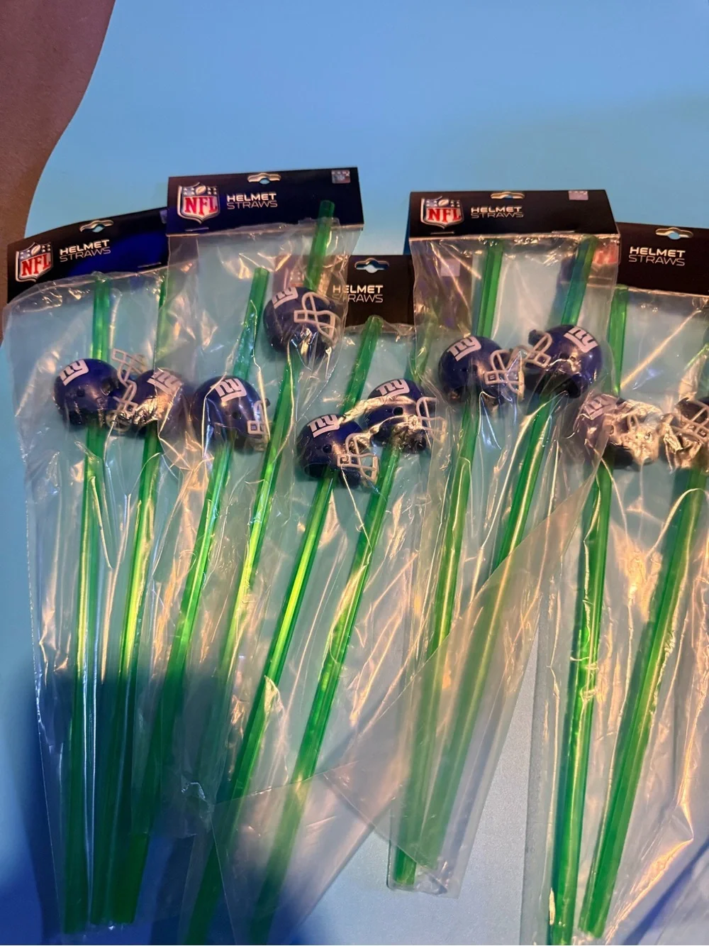 NFL New York Giants Green Drink Stirrers with Blue Helmet Toppers - Pack